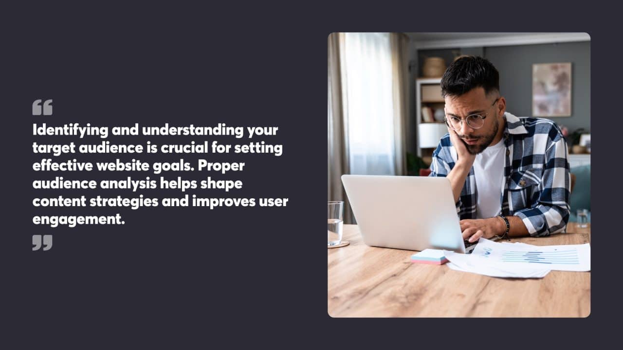 Identifying and understanding your target audience is crucial for setting effective website goals. Proper audience analysis helps shape content strategies and improves user engagement.