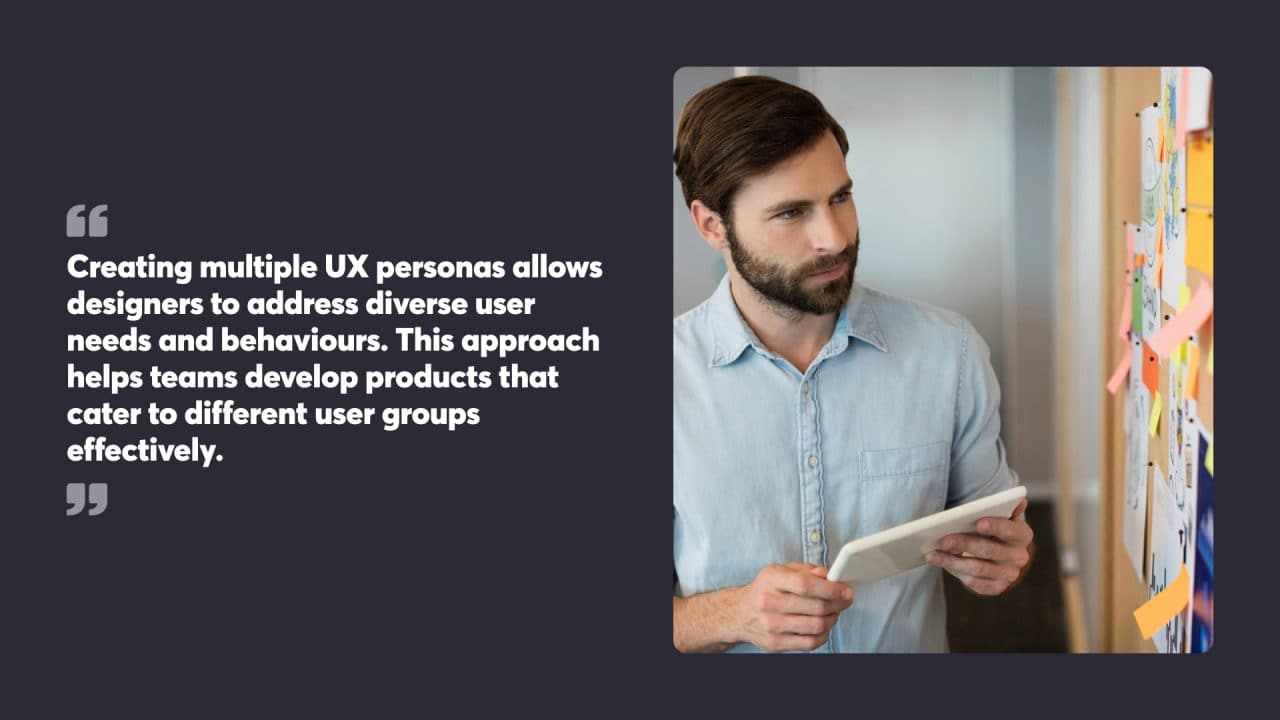 Creating multiple UX personas allows designers to address diverse user needs and behaviours. This approach helps teams develop products that cater to different user groups effectively.