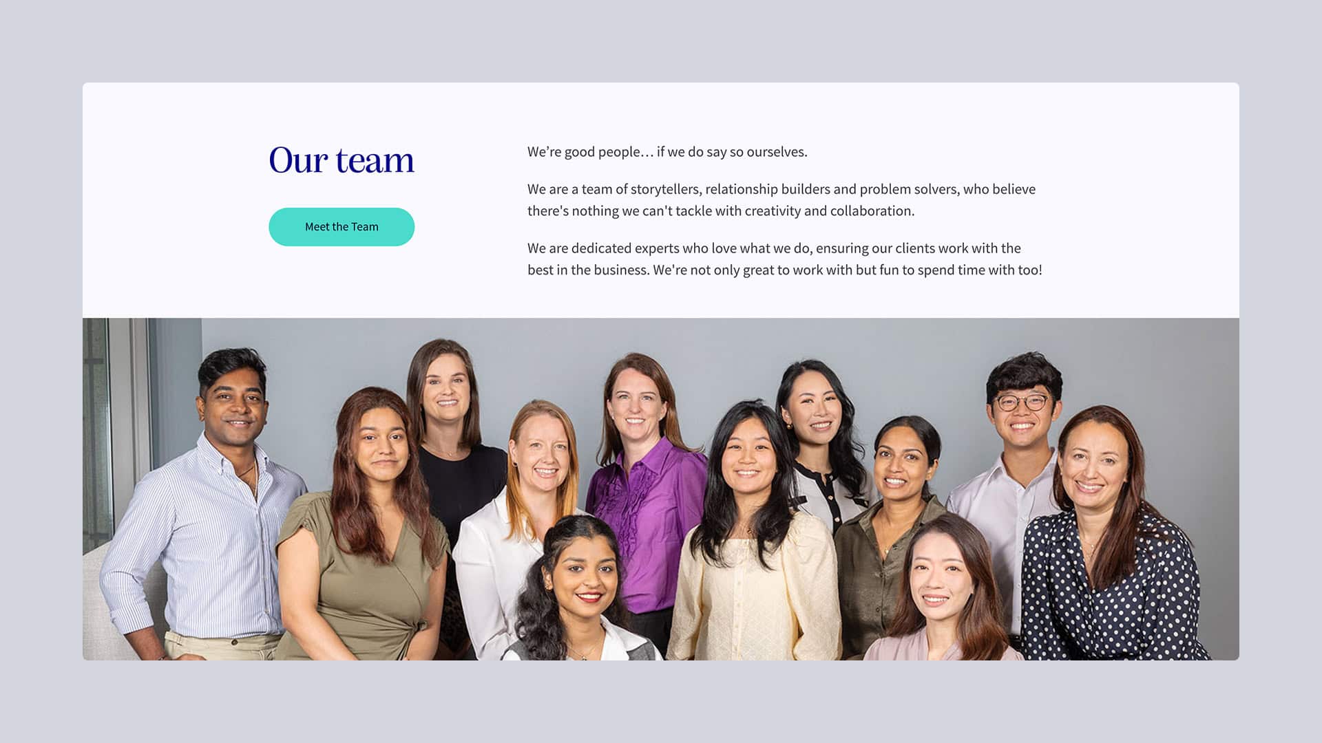 Diverse team of professionals smiling in office